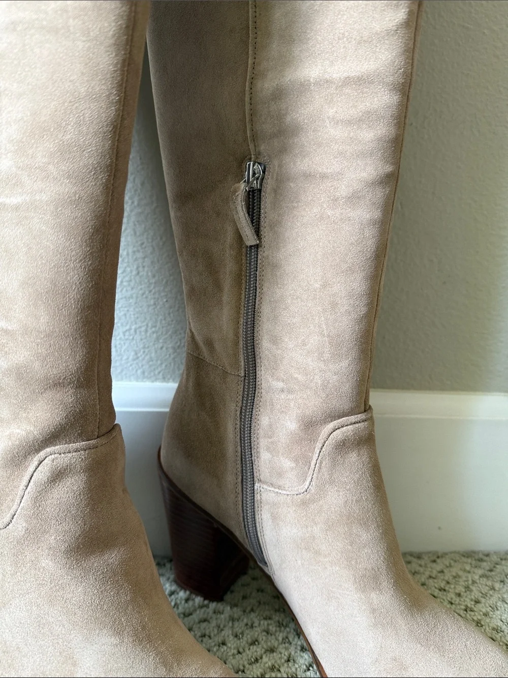 Franco Sarto Over-the-Knee Suede Boots in Beige-Tan